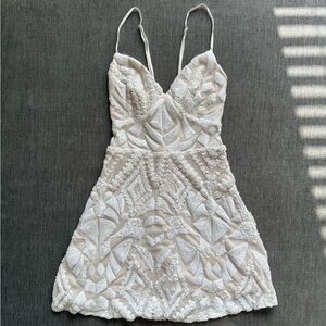 Superdown White Sequin Mini Dress